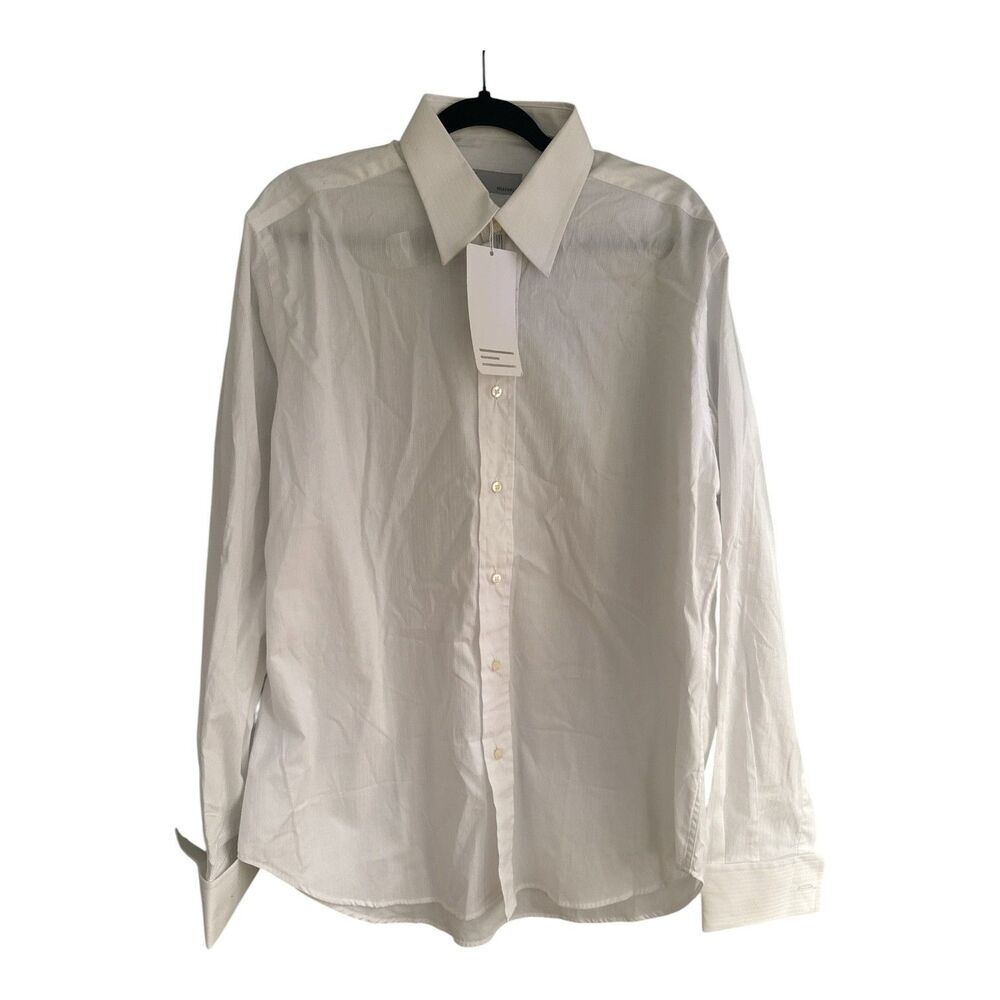Missoni Pin Stripe White Button Down Men's Dress Shirt 16 1/2 42 French Cuff NWT
